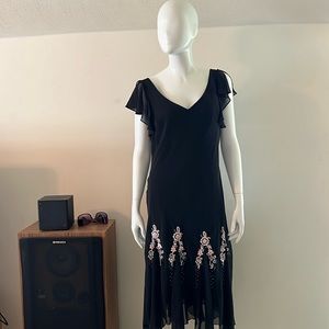 S.L. Fashions Women's Black Embroidered Dress